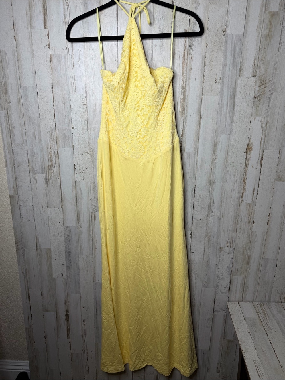 Peppermayo Yellow Lace Halter Maxi Dress